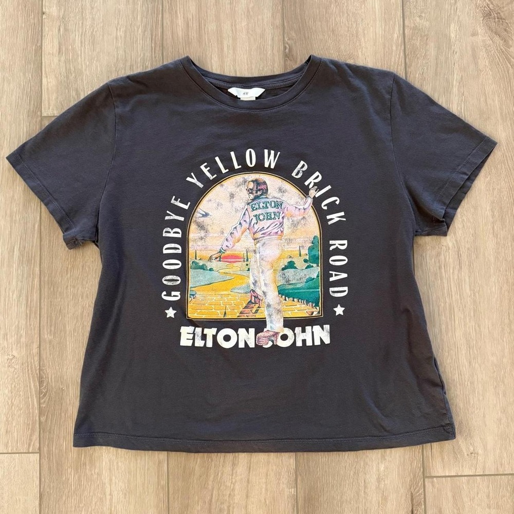 H&M Elton John cropped top graphic size large